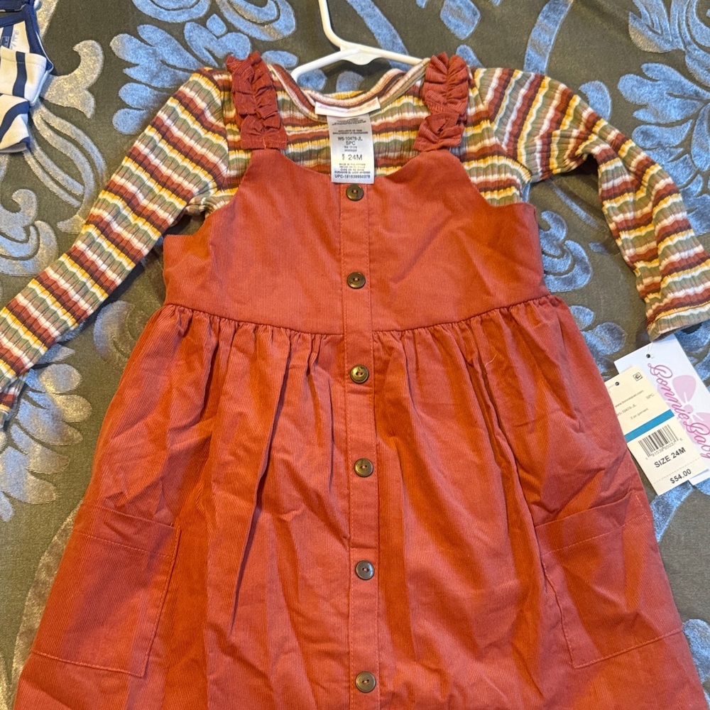Bonnie Baby Rust and Striped Dress